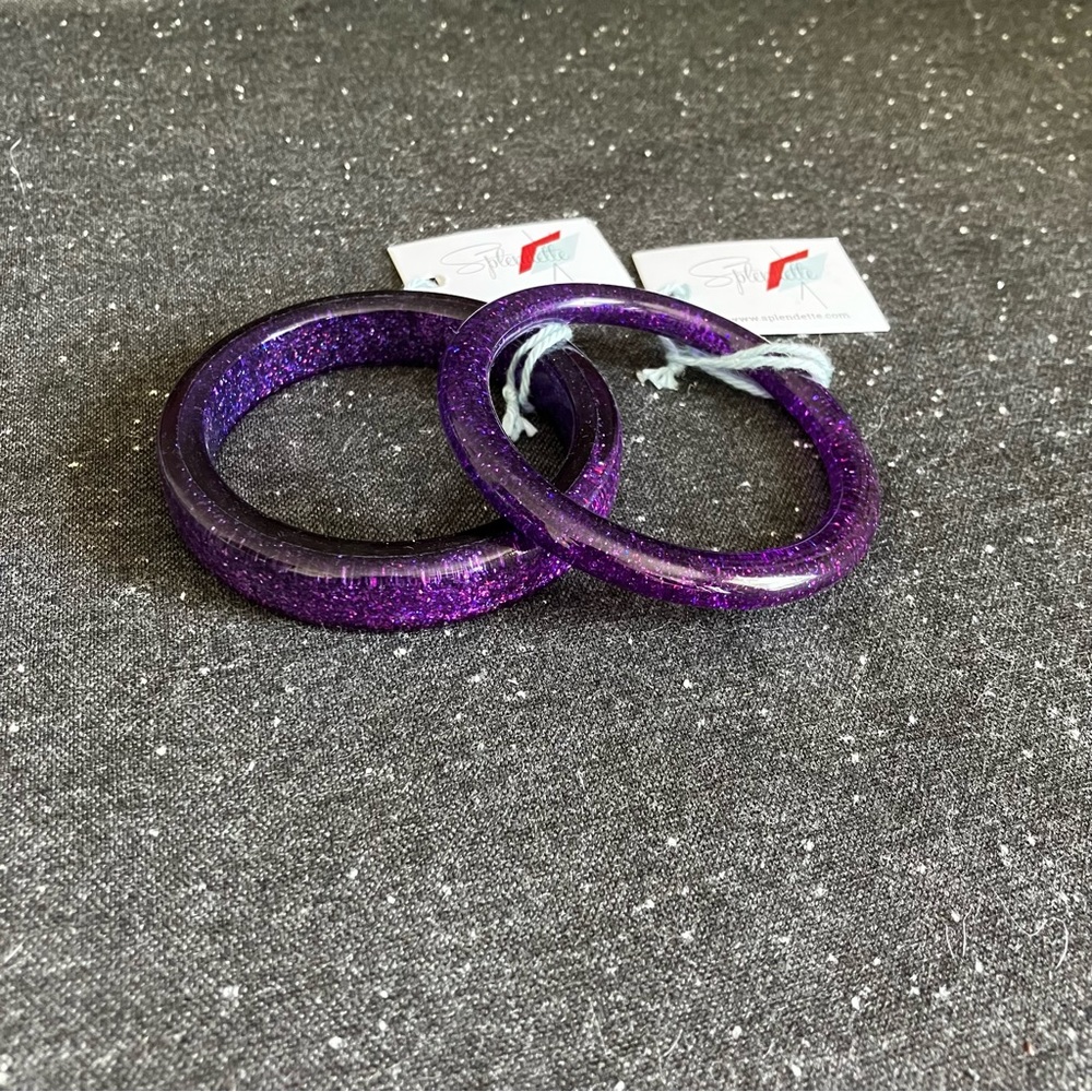 Splendette Midnight Glitter Bangle Set